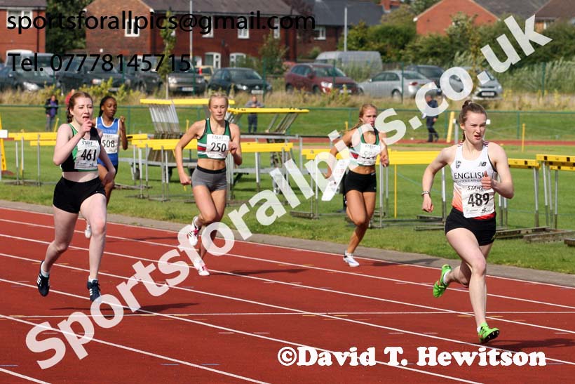 Womens under-17s 300 metres hurdles, Northern Under-17s/U-15s and U13s Champs, Leigh Sports Village, Leigh. Photo: David T. Hewitson/Sports for All Pics
